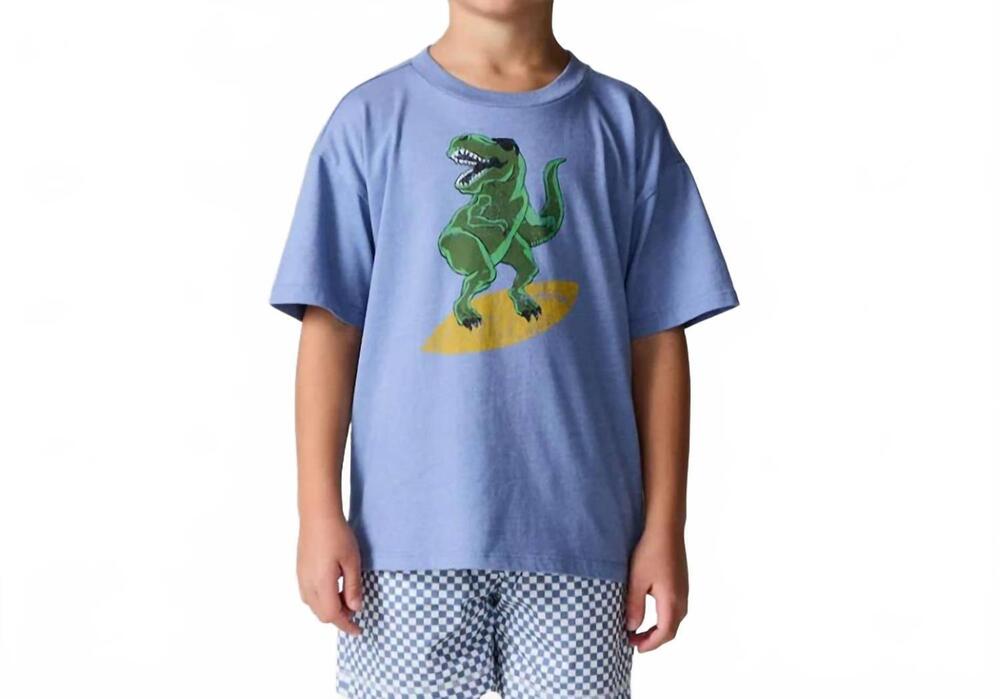 NEW CHASER surfin' t-rex vintage jersey tee in blue